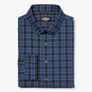 Express Extra Slim Checker Print Wrinkle Resistant